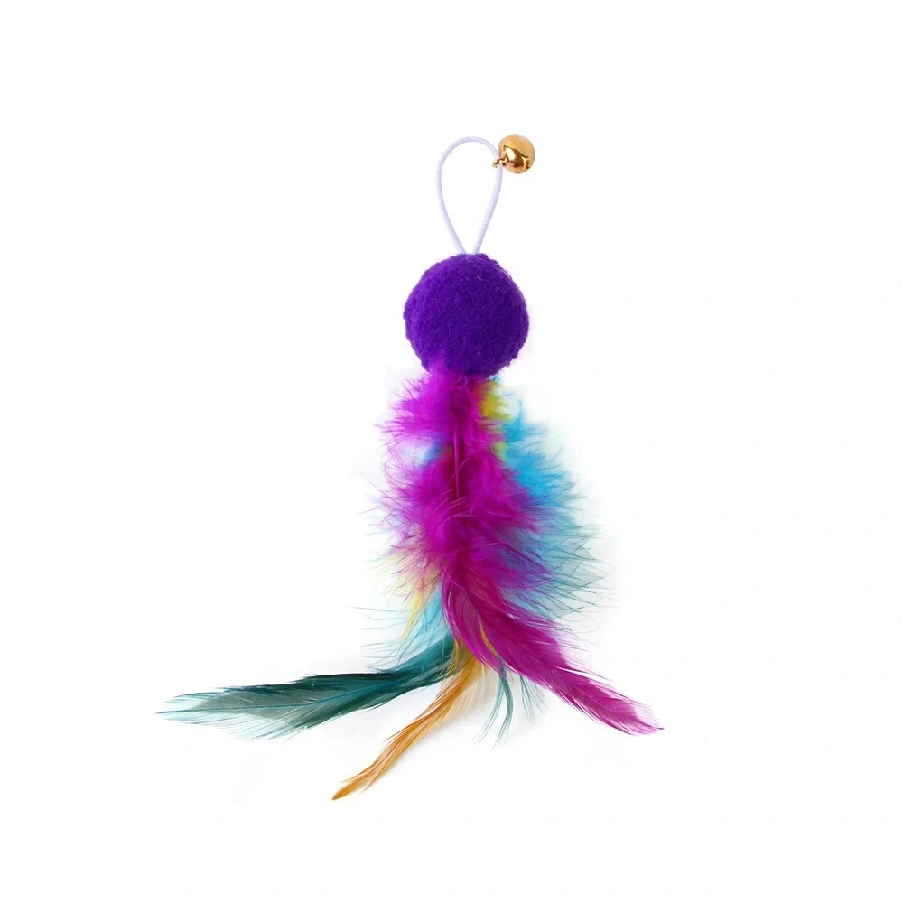 8 Pcs Pet Cat Interactive Toy Feather Wand Rod Kitty Bell Play Funny Teaser Set